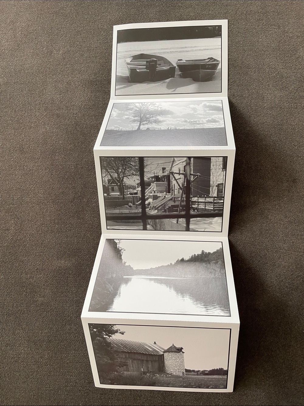 Vintage Black & White Accordion Photo Block Post Card Collection